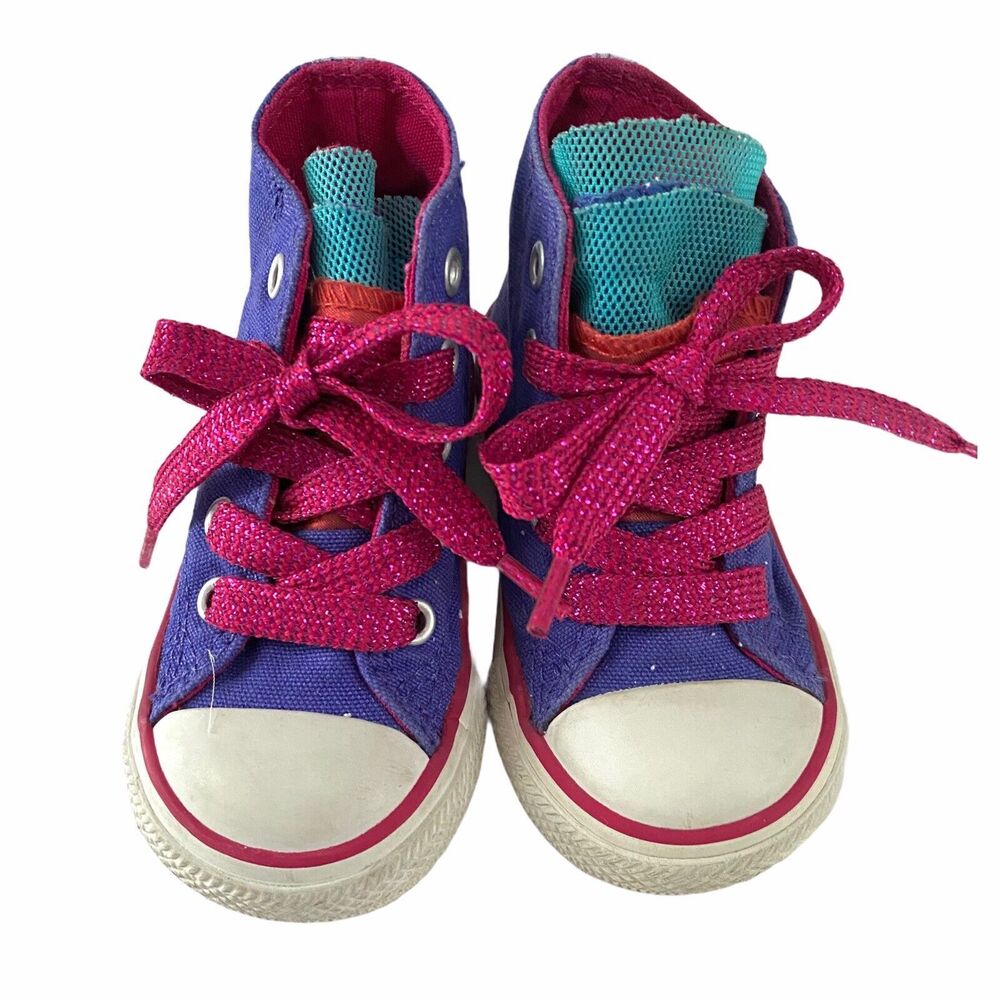 Converse Kids Chuck Taylor All Star Purple Party Hi Size 5 Infant Girls - Picture 4 of 10